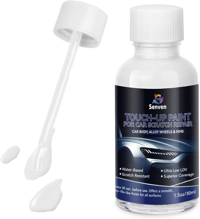 SENVEN Car White Paint Touch Up Cars Scratch Repair for Vehicles, Rim High-Gloss White Paint Pen 30ML Quick Drying Automotive Scratch Repair, Non-toxic 1.5 oz Easy to Use - Image 1